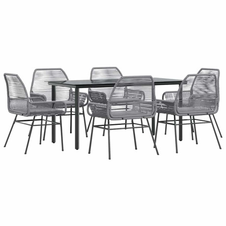 vidaXL 7-delige Tuinset met kussens poly rattan glas grijs afbeelding2 - 1
