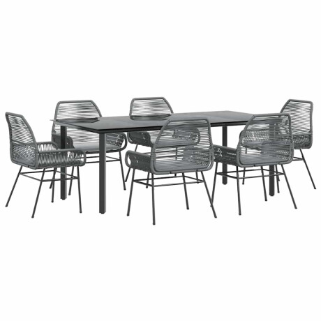 vidaXL 7-delige Tuinset met kussens poly rattan glas grijs afbeelding2 - 1