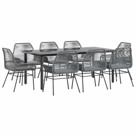 vidaXL 9-delige Tuinset met kussens poly rattan glas grijs afbeelding2 - 1