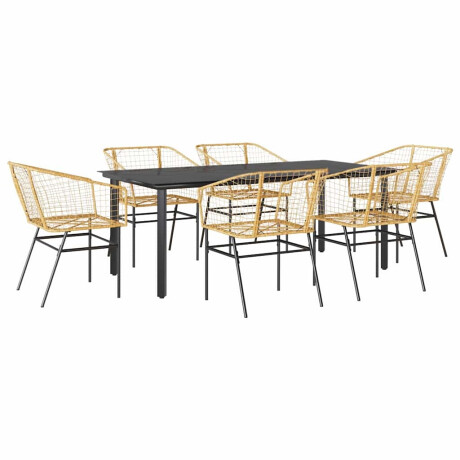 vidaXL 7-delige Tuinset poly rattan glas bruin afbeelding2 - 1