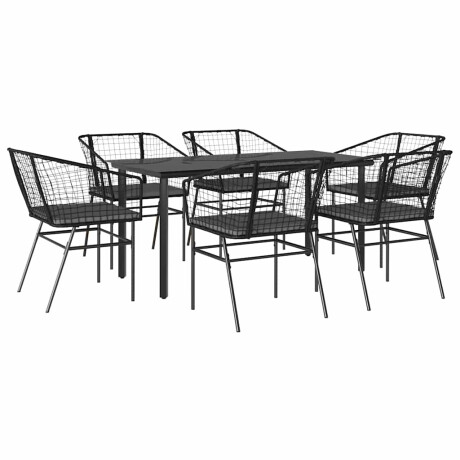 vidaXL 7-delige Tuinset met kussens poly rattan glas zwart afbeelding2 - 1
