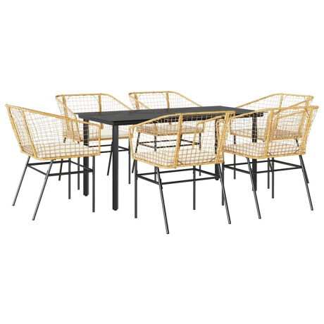vidaXL 7-delige Tuinset met kussens poly rattan glas bruin afbeelding2 - 1