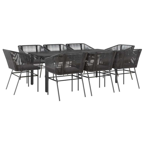 vidaXL 9-delige Tuinset met kussens poly rattan glas zwart afbeelding2 - 1
