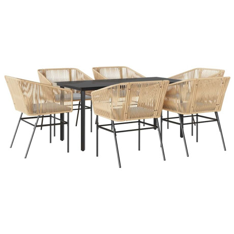 vidaXL 7-delige Tuinset met kussens poly rattan glas bruin afbeelding2 - 1