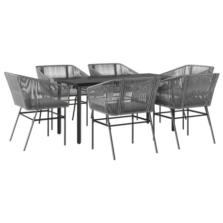 vidaXL 7-delige Tuinset met kussens poly rattan glas grijs afbeelding2 - 1