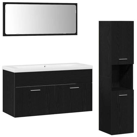 vidaXL Badkamermeubelset met lade 4 pcs Zwart Eiken Bewerkt hout afbeelding2 - 1