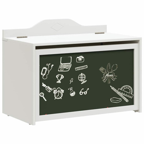 vidaXL Speelgoeddoos met opslag Wit 73 x 33 x 55 cm Bewerkt hout afbeelding2 - 1