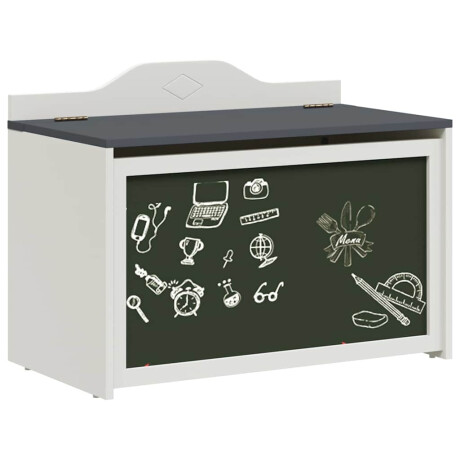 vidaXL Speelgoeddoos Grijs en wit 73 x 33 x 55 cm Bewerkt hout afbeelding2 - 1