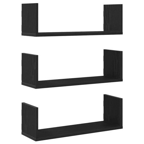 vidaXL Wandplanken 3 stuks Zwarte Eiken 58x18x18 cm Bewerkt Hout afbeelding2 - 1