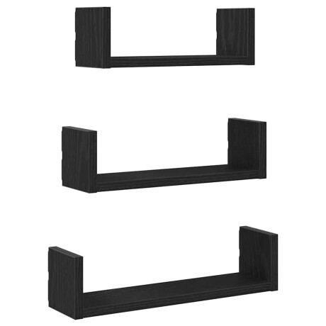 vidaXL Wandplanken 3 stuks Zwart Eikenhout afbeelding2 - 1
