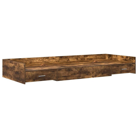 vidaXL Bedframe met lade Gerookt eiken 98.5 x 200 cm Bewerkt hout afbeelding2 - 1