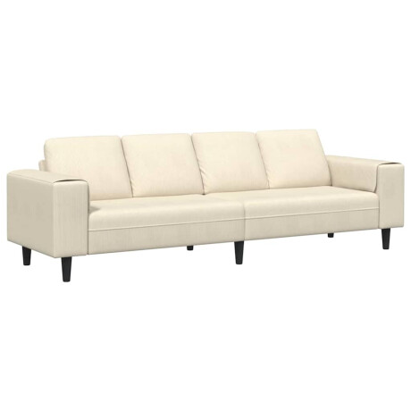 vidaXL Stoffen Bank met kussen Crème 208 cm Katoenen stof afbeelding2 - 1