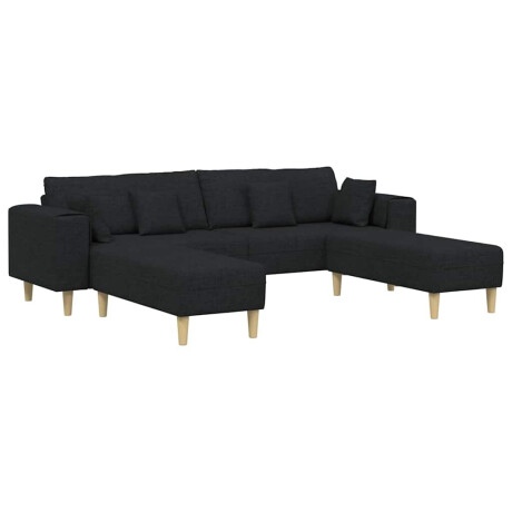 vidaXL Bank met kussen 3 pcs Zwart Stof afbeelding2 - 1