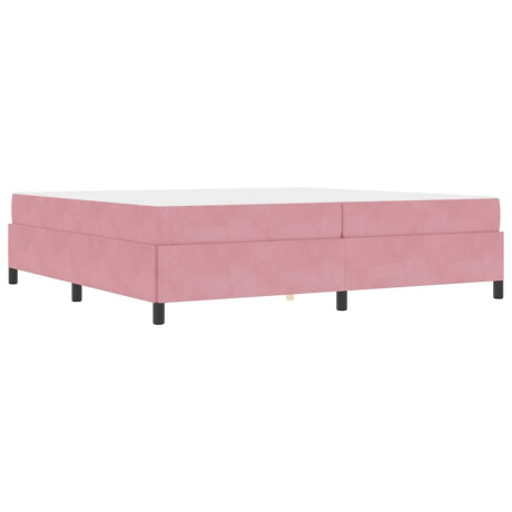 vidaXL Bedframe met matras Roze en wit 200 x 200 cm Fluweel afbeelding2 - 1