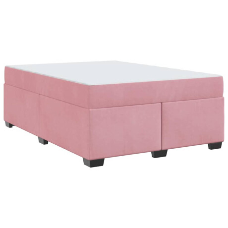vidaXL Bedframe met matras Anders Roze 160 x 200 cm Fluweel afbeelding2 - 1