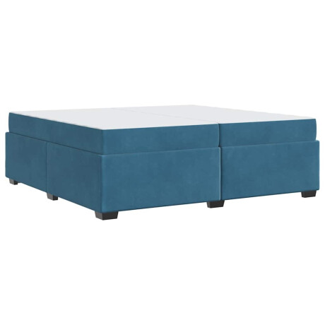 vidaXL Bedframe met matras Donkerblauw 200 x 200 cm Fluweel afbeelding2 - 1