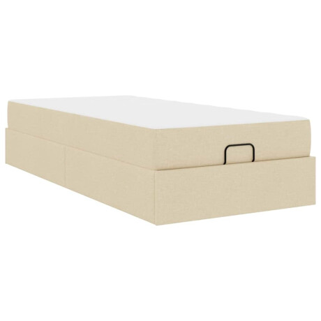 vidaXL Bedframe met matras 2 pcs Crème Stof afbeelding2 - 1
