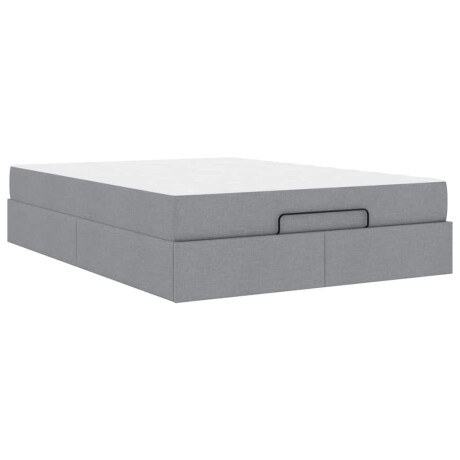 vidaXL Bedframe met matras 2 pcs Lichtgrijs Stof afbeelding2 - 1