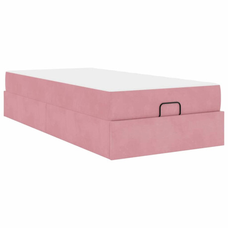 vidaXL Bedframe met matras met opslag Roze 100 x 200 cm Fluweel afbeelding2 - 1