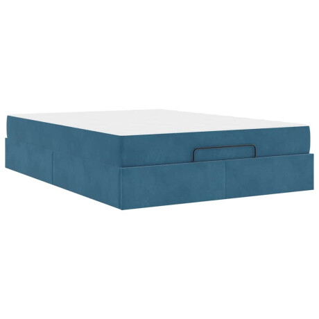 vidaXL Bedframe met matras 2 pcs Blauw Fluweel afbeelding2 - 1