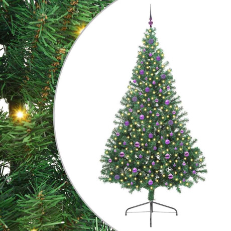 vidaXL Kunstmatig Voorverlicht Kerstboom met 300 LED Groen 240 cm PVC afbeelding2 - 1