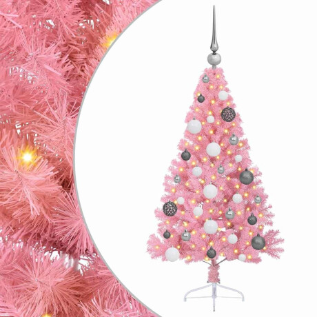 vidaXL Kunstmatig Voorverlicht Kerstboom met 150 LED Roze 120 cm PVC afbeelding2 - 1