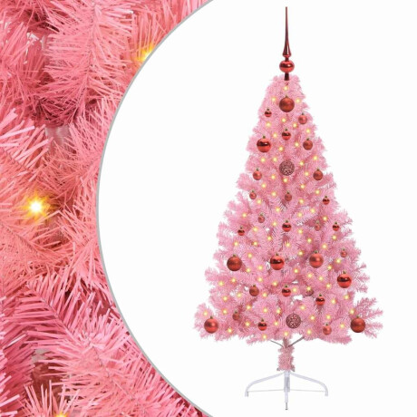 vidaXL Kunstmatig Voorverlicht Kerstboom met 150 LED Roze 120 cm PVC afbeelding2 - 1