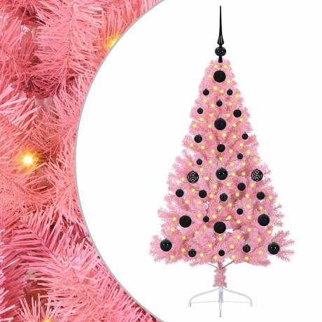 vidaXL Kunstmatig Voorverlicht Kerstboom met 150 LED Roze 120 cm PVC afbeelding2 - 1