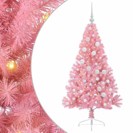 vidaXL Kunstmatig Voorverlicht Kerstboom met 150 LED Roze 120 cm PVC afbeelding2 - 1