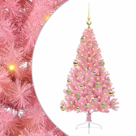 vidaXL Kunstmatig Voorverlicht Kerstboom met 150 LED Roze 120 cm PVC afbeelding2 - 1