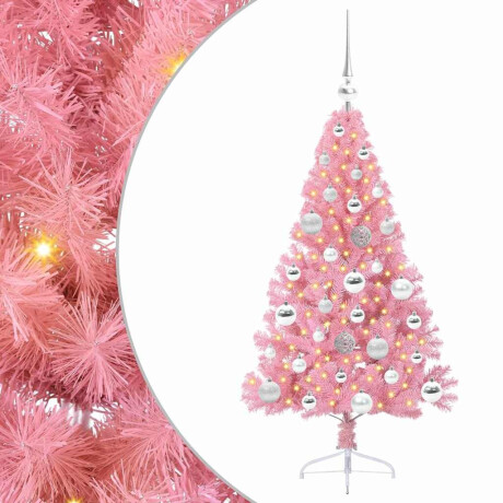 vidaXL Kunstmatig Voorverlicht Kerstboom met 150 LED Roze 120 cm PVC afbeelding2 - 1