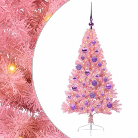 vidaXL Kunstmatig Voorverlicht Kerstboom met 150 LED Roze 120 cm PVC afbeelding2 - 1