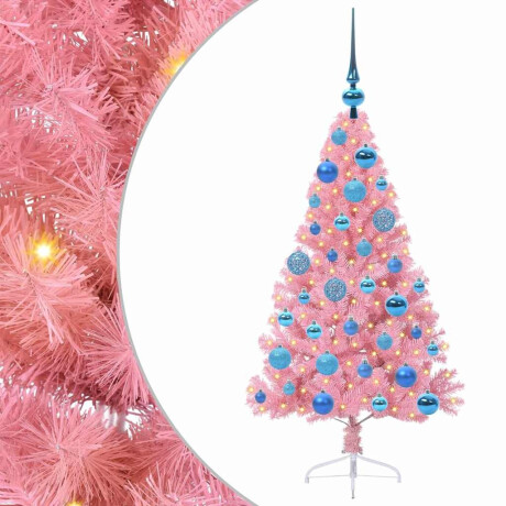vidaXL Kunstmatig Voorverlicht Kerstboom met 150 LED Roze 120 cm PVC afbeelding2 - 1