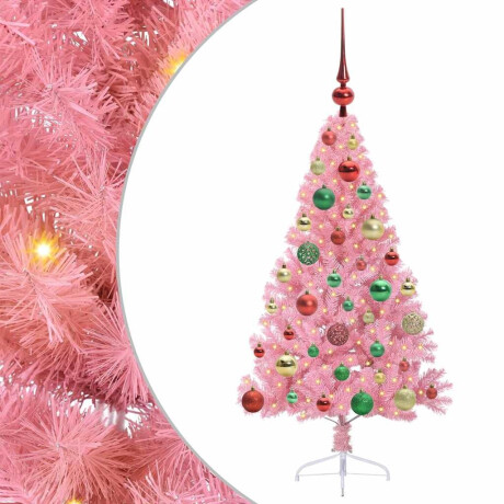 vidaXL Kunstmatig Voorverlicht Kerstboom met 150 LED Roze 120 cm PVC afbeelding2 - 1