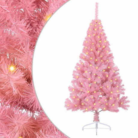 vidaXL Kunst Kerstboom met verlichting met 150 LED Roze 150 cm PVC afbeelding2 - 1