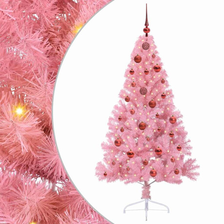 vidaXL Kunstmatig Voorverlicht Kerstboom met 150 LED Roze 150 cm PVC afbeelding2 - 1