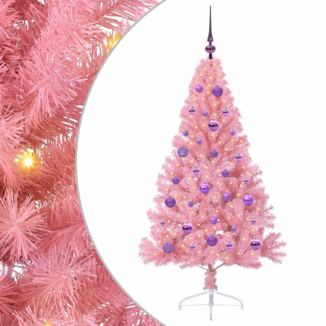 vidaXL Kunstmatig Voorverlicht Kerstboom met 150 LED Roze 150 cm PVC afbeelding2 - 1