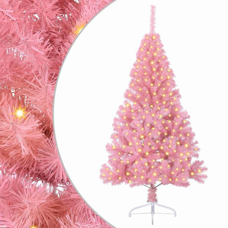 vidaXL Kunstmatig Voorverlicht Kerstboom met 300 LED Roze 180 cm PVC afbeelding2 - 1