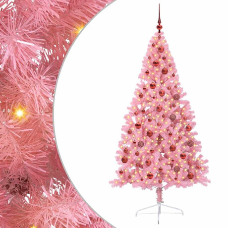 vidaXL Kunstmatig Voorverlicht Kerstboom met 300 LED Roze 180 cm PVC afbeelding2 - 1