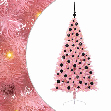 vidaXL Kunstmatig Voorverlicht Kerstboom met 300 LED Roze 180 cm PVC afbeelding2 - 1