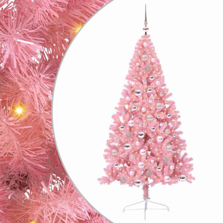 vidaXL Kunstmatig Voorverlicht Kerstboom met 300 LED Roze 180 cm PVC afbeelding2 - 1