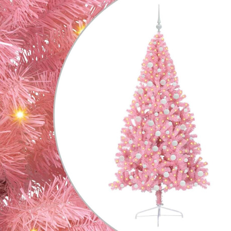 vidaXL Kunstmatig Voorverlicht Kerstboom met 300 LED Roze 180 cm PVC afbeelding2 - 1