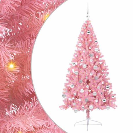 vidaXL Kunstmatig Voorverlicht Kerstboom met 300 LED Roze 180 cm PVC afbeelding2 - 1