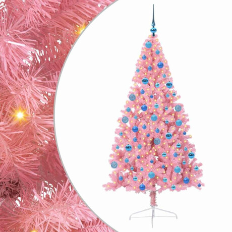 vidaXL Kunstmatig Voorverlicht Kerstboom met 300 LED Roze 180 cm PVC afbeelding2 - 1