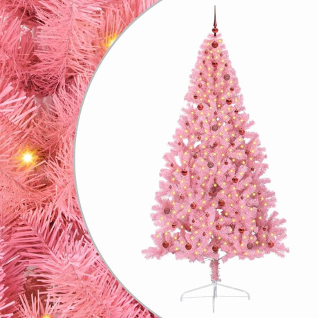 vidaXL Kunstmatig Voorverlicht Kerstboom met 300 LED Roze 240 cm PVC afbeelding2 - 1