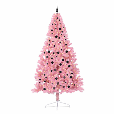 vidaXL Kunstmatig Voorverlicht Kerstboom met 300 LED Roze 240 cm PVC afbeelding2 - 1