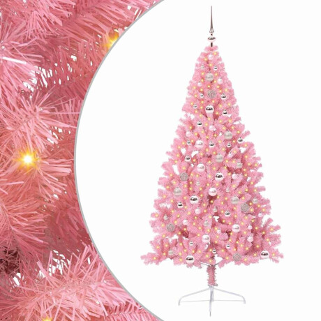 vidaXL Kunstmatig Voorverlicht Kerstboom met 300 LED Roze 240 cm PVC afbeelding2 - 1