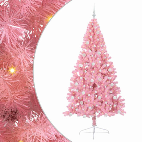 vidaXL Kunstmatig Voorverlicht Kerstboom met 300 LED Roze 240 cm PVC afbeelding2 - 1