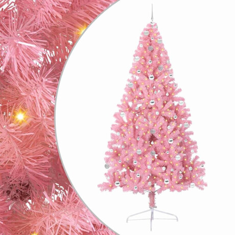vidaXL Kunstmatig Voorverlicht Kerstboom met 300 LED Roze 240 cm PVC afbeelding2 - 1
