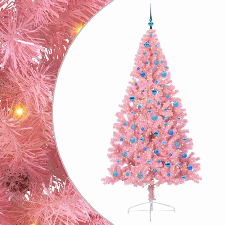 vidaXL Kunstmatig Voorverlicht Kerstboom met 300 LED Roze 240 cm PVC afbeelding2 - 1
